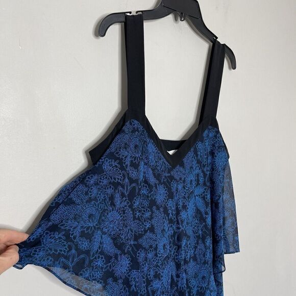 DEREK LAM 10 Crosby Dress Womens 6 Two Tier Cami Midi Silk Blue Midnight - Picture 4 of 14